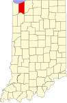 Map of Indiana highlighting Porter County